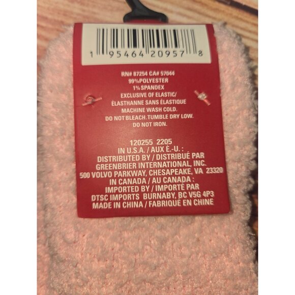 Snugadoo Fuzzy Warmth Cozy Soft Adult Socks Pink-White OS - Picture 3 of 3